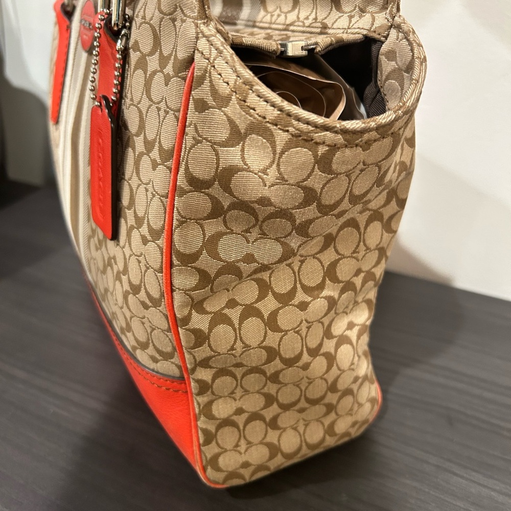 Coach Legacy Stripe Candace Carryall Tote Purse Brown /Orange EUC - Picture 13 of 13